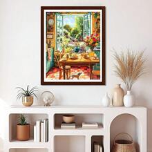 EMIEAUFG Diamond Art Kits For Adults, Cozy Kitchen And Garden View Diamond Painting Kit For  And Beginners, 5D Round Full Drill Craft, Home Wall Decor 12\ X 16\ - SR77 - 查看 3