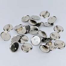 25 Pack Brooch Pins, 1 Inch Disk Pin, Blank Pins With Flat Trays For Crafts DIY Jewelry Making (Silver) - 25 - View 3