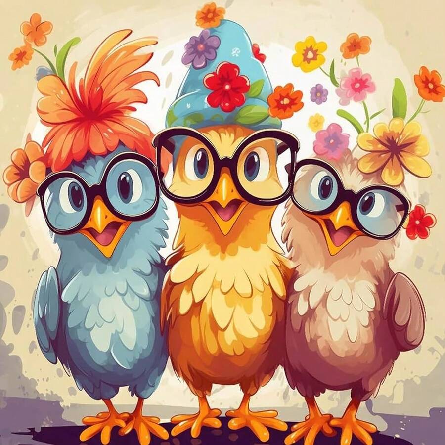 Dlylust Chiken Diamond Art Painting Kits For Adults - Full Drill Diamond Dots Paintings For Beginners, Round 5D Paint With Diamonds Pictures Gem Art Painting Kits DIY Crafts Kits 14x14inch - 雞 - 查看 1