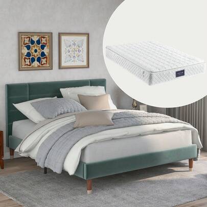 Double Bed With Slatted Base And Slatted Base, Optional 140x200cm Extra Bed (With Feather Mattress) In Multicolour.
