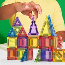 20片/38片/60片迷你磁性积木套装（带铁质收纳盒），儿童磁性拼插片，便携式创意玩具，旅行必备，适合3岁以上儿童的STEM旅行玩具，男孩女孩的理想生日礼物 - 彩色 - 查看 6