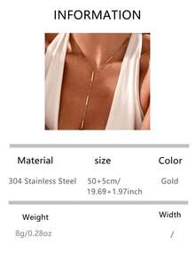 1件简约18K镀金不锈钢圆珠和Y形流苏项链，适合女士日常佩戴 - 金色 - 查看 10