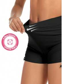 Women's Swim Shorts High Waisted Bathing Suit Bottoms Swimsuit Shorts Swimwear Bikini Board ShortsA Valentine's Day SAOI - 黑色 - 查看 5