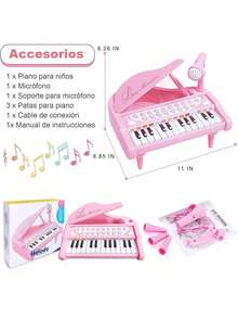 Piano De Juguete Para NiñOs, Teclado De Piano De MúSica 24 Teclas Con MicróFono, Ritmo Colorido Luminoso, ÓRgano ElectróNico Teclados ElectróNicos PortáTiles, Instrumento Musical Regalos Juguetes - 1 - Ver 7