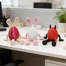 1pc Cute Easter Egg 3D Printed Rabbit Figurine, Adorable Rabbit Model, Desktop Decor - Multicolor - View 3