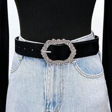 1条女士麂皮腰带，配复古花卉图案搭扣，服装配饰，复古简约风格，适合日常休闲穿着 - 多色 - 查看 8