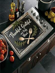 1pc 2D "Thanksgiving And Blessings" Stove Cover Mat Insulation Mat Farmhouse Style Kitchen Decor With Drain Mat, Oven Cover And Inspired Cookware Accessories, Elegant Font Design, Non-Slip, Dust-Proof And Scratch-Resistant, Essential For Home Cooking, Kitchen Accessories, Christmas Gifts, Christmas Decoration, 20.47x28.35inch - 72x52厘米/28.3x20.4英寸 - 查看 4