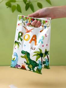 20pcs Dinosaur Theme Party Gift Bags With Handles, Dinosaur Pattern Gift Bags Suitable For Green Forest Theme Celebrations, Great For Dinosaur Theme Birthday Party Supplies, Candy Bags, Family Holiday Party Decorations, Multipurpose Dinosaur Packaging Gift Bags, Party Favor Packaging Bags - Multicolor - View 8