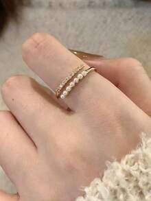 1pc Minimalist Geometric Open Line Crossing Ring, Suitable For Teenage Girls, Everyday & Holiday Wear - Geometry - View 6