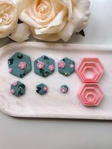 Multi-Size Hexagonal Polymer Clay Cutter Set - Pastel Hexagon Shaped Clay Cutters & Versatile DIY Craft Tools, Ideal For Creating Hexagon-Themed Earrings, Brooches & Decor Pieces - TH157 - View 1