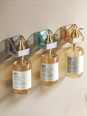 1pc Bathroom Shower Gel Storage Rack, Hole-Free Kitchen Dish Soap & Hand Wash Wall Mount Holder, Bathroom Strong Hanging Bracket, Bathroom Shampoo Storage Rack, Wall Mounted Shower Gel Rack