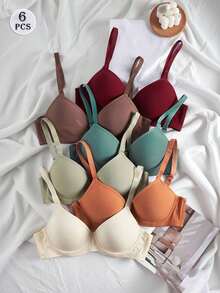 Set de 6 sujetadores push-up con aros de unicolor para mujer - Multicolor - Ver 1