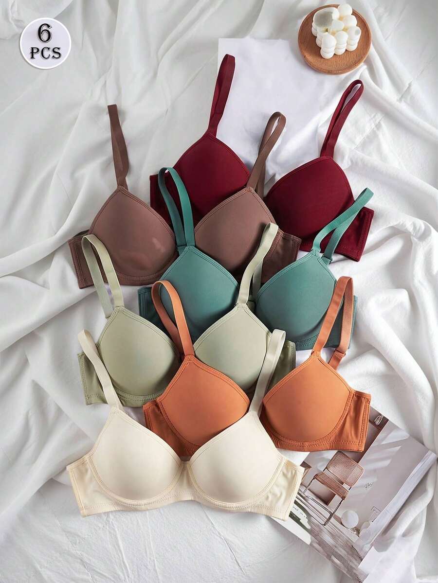 Set de 6 sujetadores push-up con aros de unicolor para mujer - Multicolor - Ver 1