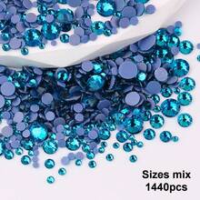 SS6 2mm-SS12 3mm，1440颗/包；SS16 4mm，720颗/包；SS20 4.8mm，360颗/包；SS30 6.4mm，288颗/包；圆形平底玻璃水晶水钻，多色水晶宝石，DMC热熔珠，适用于DIY美甲、服装、包包、鞋子、工艺品、闪亮美甲贴纸装饰