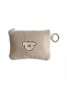 2pcs Corduroy Zipper Small Pouch, Multifunctional Mini Wallet For Lipstick, Earphones And Keys, Handwashable, With Edge Painted Details, No Printing Design - Multicolor - View 9