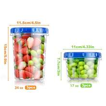 1/3pcs 34/17oz Plastic Food Storage Containers With Rotating Lids, , Reusable Soup Containers With Lids, Leak-Proof/Microwave/Dishwasher - Blue - View 3