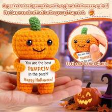 1pc Mini Pumpkin Halloween Boo Basket Stuffing Gifts For Children, Ladies And Men, Ghost Basket Stuffing Halloween Decorations For Young Girls And Boys, Thanksgiving Decorations, Hand-Crocheted Pumpkin Decorations. - Multicolor - View 4