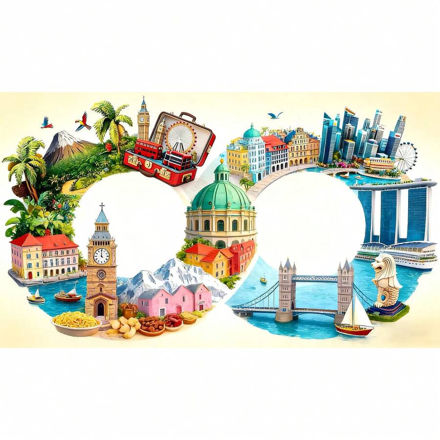 Ímã de Geladeira Vintage de Marcos Rurais, Lembrança de Viagem, Decoração Artística, Lembrança para Colecionadores de Espírito Aventureiro e Exibição Doméstica - Multicolorido - Visão 1