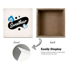 Whimsical Retro Sweetheart Heart Decorative Wooden Box - Textured Beige Surface With White Cursive 'Sweethear' & Blue Cloud-House, Heart Accents - Perfect Valentine's Day, Birthday Gift For Romantic Couples, Sweethearts - White - View 4