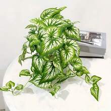 1/3pcs, Artificial Hanging Plants 27.5/15.7 Inches, Fake Ivy Leaves, Artificial Potted Vines Hanging Flowers Watermelon Leaves Decor, Suitable For Wedding Wall, House, Room, Yard, Indoor Outdoor Home Office Shelf Decoration (No Pot) - Multicolor - View 12