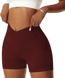 Women's Workout Gym Shorts Booty V Spandex Yoga Biker Shorts Scrunch Butt High Waisted Athletic LeggingsA Valentine's Day DA7V - 燒製磚 - 查看 6