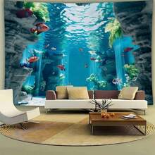 1 Tấm tranh treo tường bằng polyester chủ đề cá và san hô dưới nước, trang trí phòng ngủ, phòng khách, họa tiết biển cả, tác phẩm nghệ thuật trang trí nội thất nhà cửa, tranh nghệ thuật thư giãn, vải nền treo tường. - Nhiều màu - Xem 2