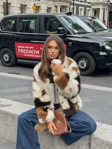 Camellia 新款秋冬仿皮草动物纹拉链外套 - 動物紋 - 查看 5