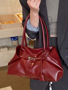 BAILEE Ein stilvoller, lässiger, einfarbiger PU-Handtaschen mit einem einzigartigen halb gefalteten Schnallenentwurf. Er bietet ausreichend Platz zum Verstauen von Gegenständen wie Telefonen und Lippenstiften. Er kann in der Hand getragen oder über eine Schulter gehängt werden. Er ist perfekt für den täglichen Weg zur Arbeit, Reisen, Modekleidung und als Geschenk für Freunde und Freundinnen. - Verschiedenfarbig - Übersicht 7