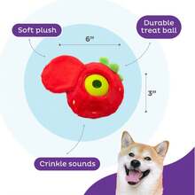 Outward Hound By Nina Ottosson Fruity Findz Interactive Plush Dog Puzzle With Treat Ball Dog Enrichment Toys, Plush, Red - ColorC - 查看 3