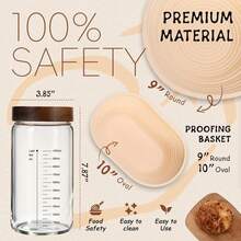 Sourdough Kit, 40oz Sourdough Starter Kit, 2 Silicone Banneton 9 Bread Proofing Baskets,Complete Sourdough Bread Baking Supplies For Beginners,Sourdough Bread Baking Supplies - ColorB - 查看 4
