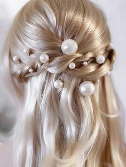 18件套U型珍珠发夹，新款简约日常头饰，婚礼派对盘发发饰，梳子，侧梳，新娘发饰，伴娘发饰
