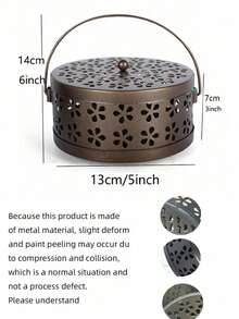 1 chiếc lư hương đuổi muỗi bằng kim loại kiểu cổ điển, giá đỡ lư hương đuổi muỗi, lư hương bằng sắt cầm tay có họa tiết hoa và tay cầm, thích hợp sử dụng trong nhà và ngoài trời. - Nhiều màu - Xem 12