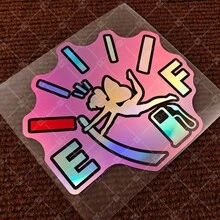 1pc Pink Funny Butterfly Angel Fuel Tank Cap Sticker - Laser Holographic Material, JDM - 1pcs - View 4