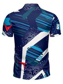 Men's Sportswear, Printed Polo Shirt, Collared And Buttoned Design, Knitted Fabric, Machine Washable, Comfortable And Breathable, Suitable For Outdoor Activities And Daily Commuting. - Multicolor - View 5