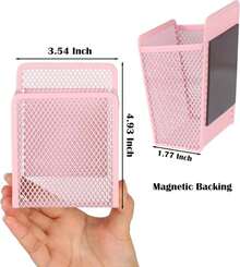 Zeyce Magnetic Pencil Holder - Extra Strong Magnets Mesh Marker Holder Perfect For Whiteboard, Refrigerator And Locker Accessories (1 Baskets, Blush) - ColorB - 查看 2