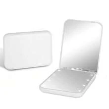 LED Mini Travel Makeup Mirror, 1X/3X Magnified, Compact Folding Handheld Mirror With Light, Double-Sided, Portable, Varnished Finish, Plastic Frame, Cartoon Theme, Unscented, Dresser Mount, Button Battery Powered, Non-Rechargeable - Ideal Gift - trắng - Xem 1