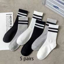 1/3/5/10 Pairs Women Ankle Socks, Cotton Socks, White Socks, Ladies Socks, Cute Socks, Girl Socks, Autumn/Winter & Summer Socks, Mesh Breathable Details, Moisture-Wicking, Soft & Smooth, Suitable For Various Occasions, Unisex, Assorted Colors - White - View 7