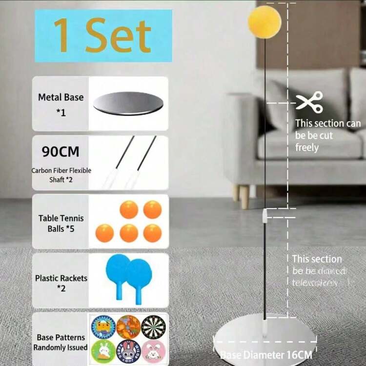 Adjustable Table Tennis Solo Trainer Kit Heavy-Duty Elastic Cord Non-Slip Stable Base Portable Ping Pong Training Gear All-Ages For Home Office Dorm Indoor Outdoor Daily Practice Skill Improvement Essential Ping Pong Accessory For Beginners Amateurs - Multicolor - View 9