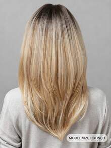 金色挑染刘海女士假发，耐热合成假发，适合初学者，优雅卷发造型，玫瑰网帽，适合日常佩戴，母亲节、生日礼物及派对场合，派对假发 | 挑染假发 | 耐热假发 - 彩色 - 查看 2