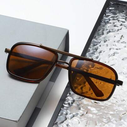 1pc Men's Fashion Thick-Rimmed Double-Bridge Fashion Glasses