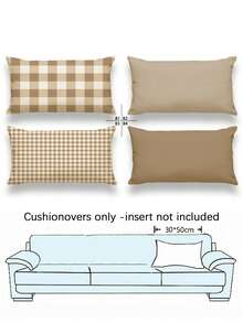 Bộ 4 vỏ gối in họa tiết kẻ ô đơn giản màu be và cà phê, vỏ gối bằng vải lanh mềm mại, không kèm ruột gối, phong cách tối giản tươi mới trang trí nhà cửa, vỏ gối vuông giả vải lanh, vỏ gối trang trí sofa hiện đại, không kèm ruột gối. - be - Xem 5