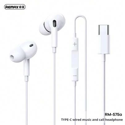 REMAX 智慧 3.5mm/IPH直插版/Type-C數位版音樂通話有線耳機 RM-575/i/a