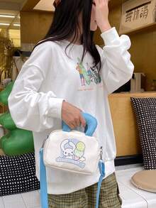 SANRIO Túi đeo vai/đeo chéo hình vuông dễ thương Hello Kitty, thiết kế phối màu hoạt hình, phù hợp cho đi học, hẹn hò, sử dụng hàng ngày, quà tặng sinh nhật/Giáng sinh/Ngày Valentine. - Nhiều màu - Xem 2