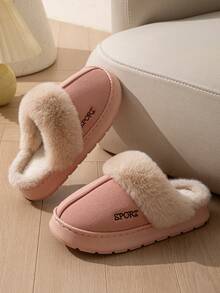 Chinelos Internos Simples de Cor Sólida Unissex, Sem Cadarço, Espuma de Memória Plana - Rosa chiclete - Visão 5