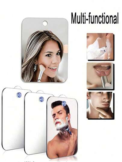 带吸盘的紧凑型防雾亚克力淋浴镜 - 便携易清洁，适合旅行和健身房使用，非常适合男士剃须和女士化妆，6英寸x4英寸，可壁挂或手持使用，便携式美容工具 | 光滑亚克力镜面 | 耐用亚克力材质，高清亚克力镜面，无框柔性非玻璃镜，家居装饰，适用于健身房、客厅、卧室、办公室，是馈赠亲朋好友的理想礼物。