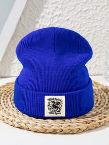1pc Unisex Wild Spirit Knit Beanie, Couple Outdoor Sports Skiing Streetwear Warm Knit Cap, Autumn/Winter - C - View 7