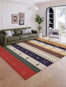 1pc Bohemian Style Large Area Rug, New Faux Wool Washable Bottom Indoor Carpet, Living Room Rug, Sofa Rug, Bedroom Rug, Bedside Anti-Slip Mat, Dining Room Kitchen Rug, Office Chair Pad, Entryway Doormat, Outdoor Picnic Mat, Outdoor Camping Blanket - Multicolor-5 - View 13