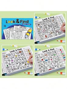 寻找隐藏图画书，铅笔画，互动搜索绘画活动书，精美的捉迷藏主题页面（随机发送），趣味简单，培养绘画和动手能力，增强专注力和想象力，适合作为圣诞节、生日、派对、新年和其他节日派对礼物。 - 彩色 - 查看 2