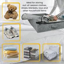 VERSAINSECT Low Profile Under Bed Storage Containers 5 inches high 33.8"x 17.7"x 5.1" Gray Sturdy Underbed Shoe Storage Organizer Foldable Fabric Under the Bed Storage Bins - Pack of 2 - Gris - Ver 2