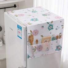 1pc Floral Print Refrigerator Dust Cover, Waterproof And Oil-Proof Refrigerator Cover Cloth - Thickened Fashionable Floral Print - View 5
